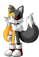 a drawing of tails from sonic the hedgehog holding a sword