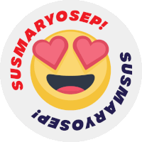 a smiley face with hearts in its eyes and the words susmaryosep around it