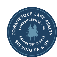 a logo for cowanesque lake realty in lawrenceville pa and ny