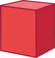 a red cube on a white background with a red outline