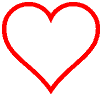 a red heart on a white background with a red border