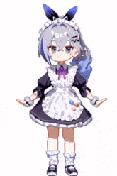 a drawing of a girl in a maid costume with the number 13 on her head