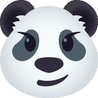 a panda bear 's face with a serious look on it 's face