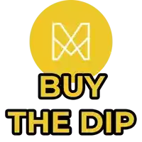 a logo that says buy the dip with a yellow circle