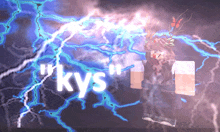 a lightning strike with the words " kys " on the bottom