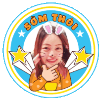 a cartoon drawing of a girl with bunny ears and the words som thoi