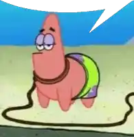 patrick star from spongebob squarepants is tied to a rope