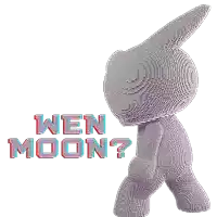 a purple bunny is standing in front of a sign that says wien moon