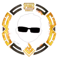 a logo for pubg mobile with a man wearing sunglasses in the middle