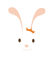 a cartoon rabbit with a bow on its forehead