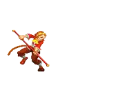 a pixel art illustration of a monkey with a sword