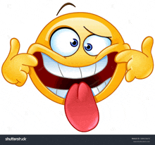 a cartoon smiley face with its tongue hanging out