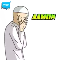 a cartoon drawing of a man praying with the word aamin below him