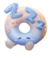 a donut with zzz written on it 's face