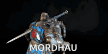 two knights are playing instruments and the word mordhau is on a black background