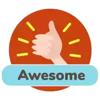 an illustration of a hand giving a thumbs up with the word awesome underneath it