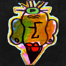 a drawing of a colorful face with the letter z on it