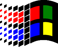 a colorful windows logo with black squares and red blue and green squares