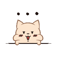 a cartoon drawing of a cat with three dots above its head