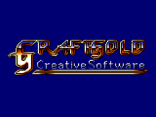 a logo for grafgold creative software is displayed on a blue background