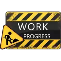 a sign that says work progress with a yellow triangle