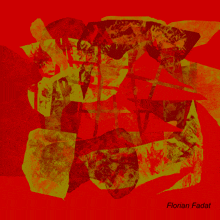 a red and yellow painting with florian fadat written below it