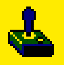 a pixel art drawing of a blue and green object