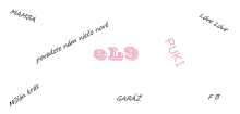 the word el9 is on a white background with other words