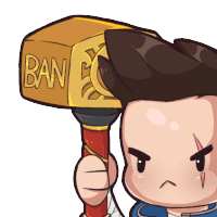 a cartoon of a man holding a hammer that says ban