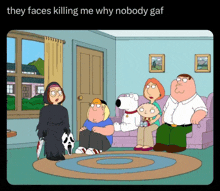 a cartoon of a family sitting in a living room with a caption that says they faces killing me why nobody gaf