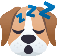 a brown and white dog is sleeping with the letters zzz on its forehead