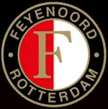 a logo for feyenoord rotterdam has a red and white circle