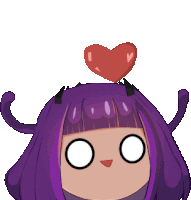 a cartoon character with horns and a heart on her head