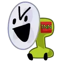 a cartoon character with the word tnn on the back of it