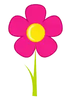 a pink flower with a yellow center on a white background