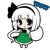 a cartoon drawing of a girl with white hair and the word wow above her head