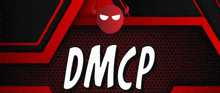 a red and black background with the word dmcp in white letters