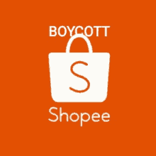 a logo for boycott shopee with a shopping bag on an orange background