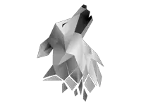 a low poly drawing of a wolf howling