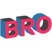 the word bro is written in red and blue letters