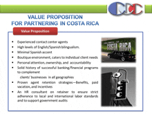 a value proposition for partnering in costa rica is shown