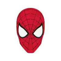 a drawing of a spider man 's face with white eyes