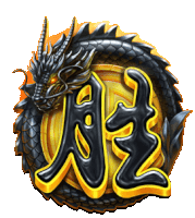 a chinese symbol with a black dragon on top of it