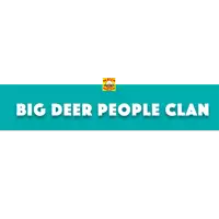 the big deer people clan logo on a blue background