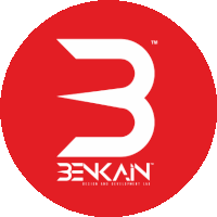 a red circle with benkain design and development lab on it