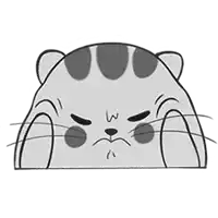 a cartoon drawing of a cat with an angry face