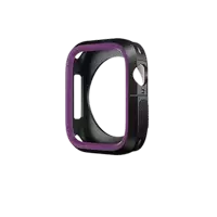 a black case with a purple rim for the apple watch