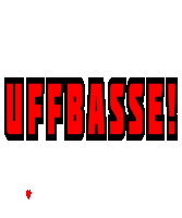 a red and black sign that says offbasse