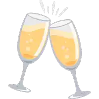 two glasses of champagne are toasting together with bubbles coming out of them