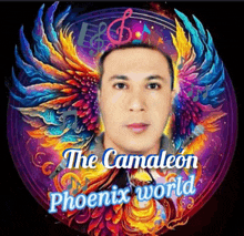 a picture of a man with wings and the words the camaleon phoenix world